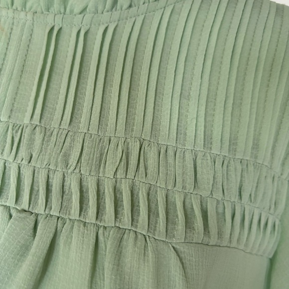 Torrid Chiffon Smocked Pintuck Flutter Short Sleeve Blouse Size Large Green - Picture 10 of 11
